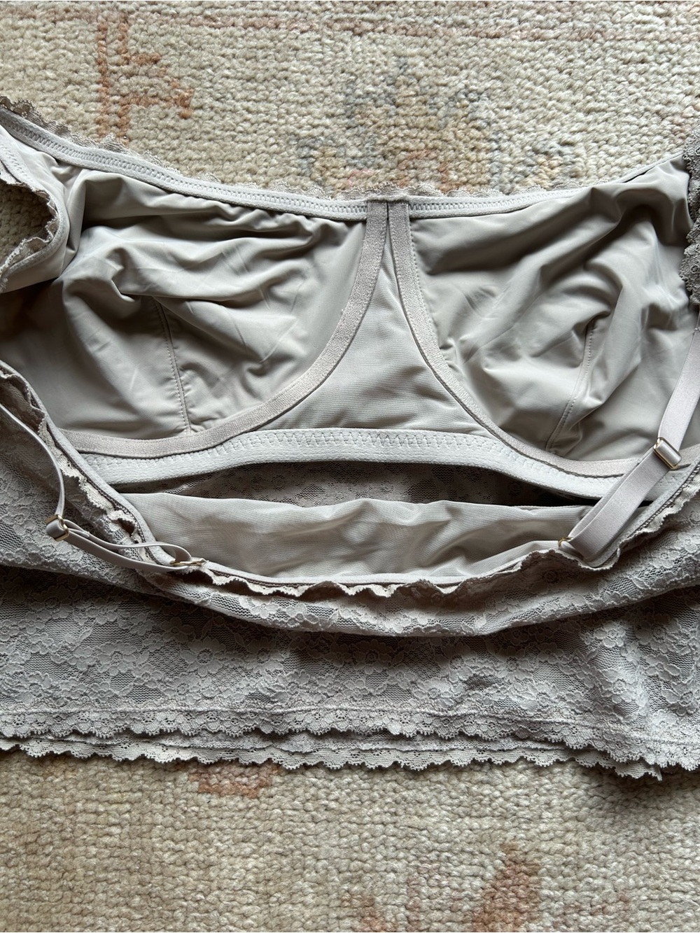 Cottagecore Romantic Lace Bra Top Size XL Bralette Floral Lace Overlay Layering